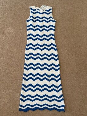 Tuckernuck Hyacinth House blue stripe knit maxi dress size small NWT